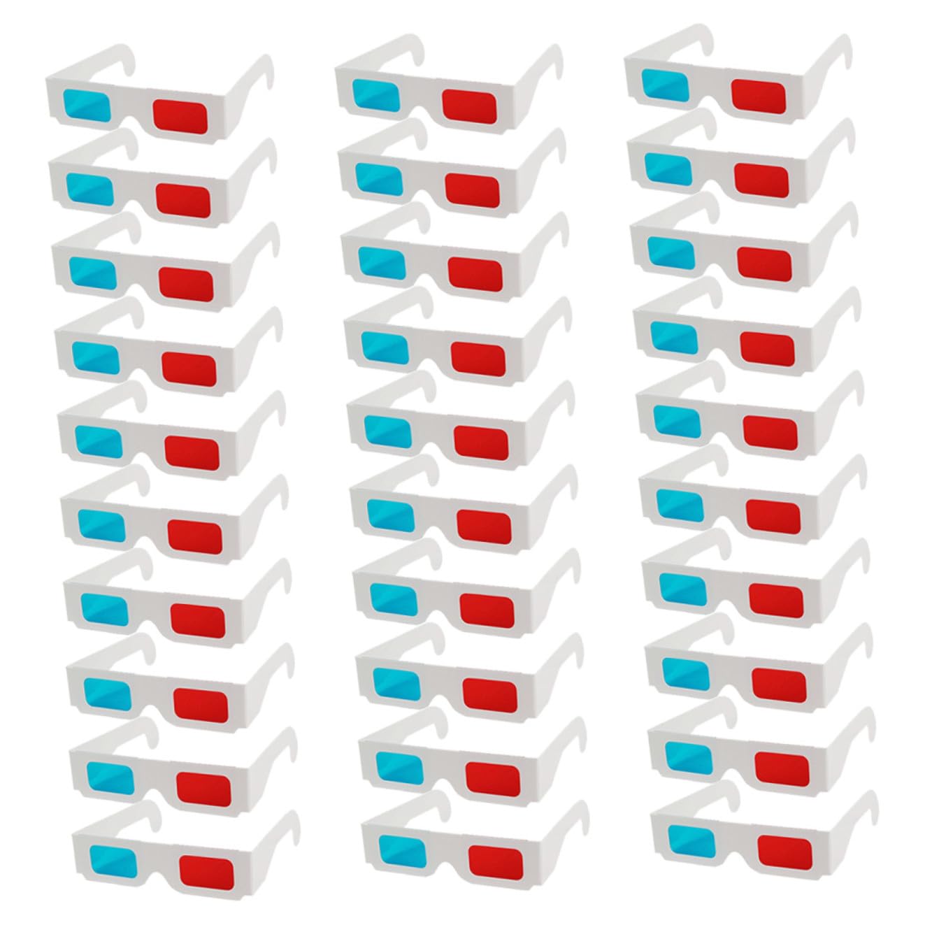 Occhiali 3d Monouso in Cartone Rossi e Blu, 30 Pezzi, Occhiali da Cinema Anaglifi per Adulti, per Film, Giochi e Dvd in 3d, Leggeri e Portatili per Viaggi e Campeggio