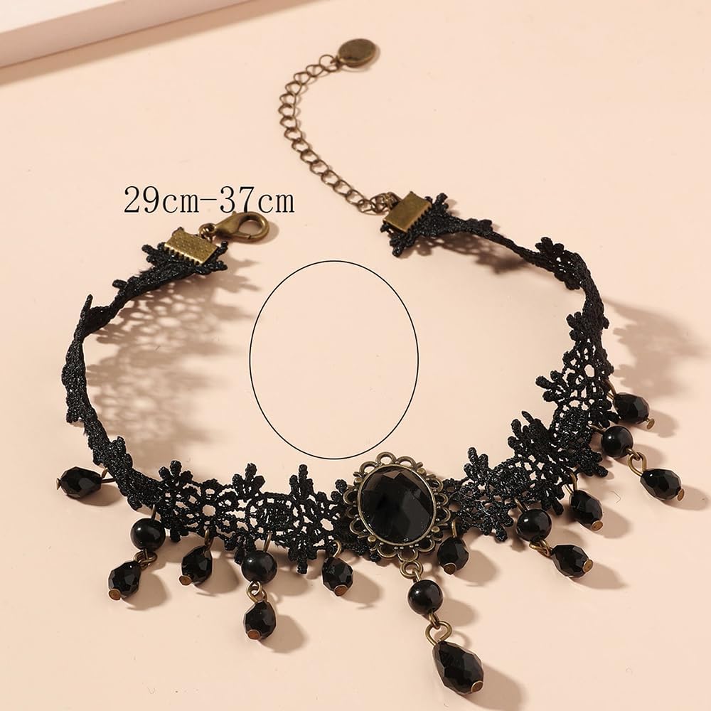 Black Lace Tassels Choker Necklace - Boho Fashion Prom Dainty Sexy Body Chain - Image 3