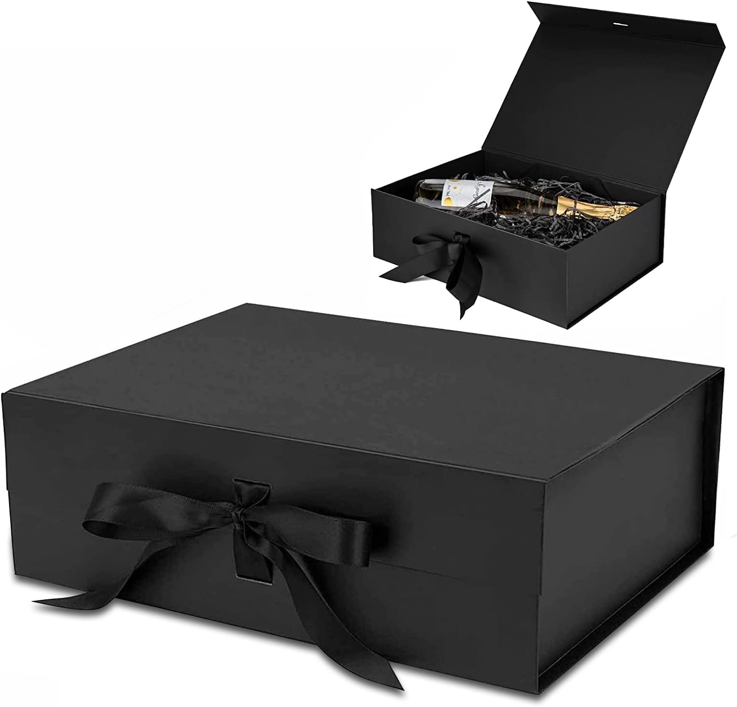 Luxury Magnetic Gift Box, Black Large Gift Box with Ribbon,Folding Gift Boxes for Presents With Lid,Very Suitable for Festival, Birthday, Anniversary, etc(Size 31×22×10cm)
