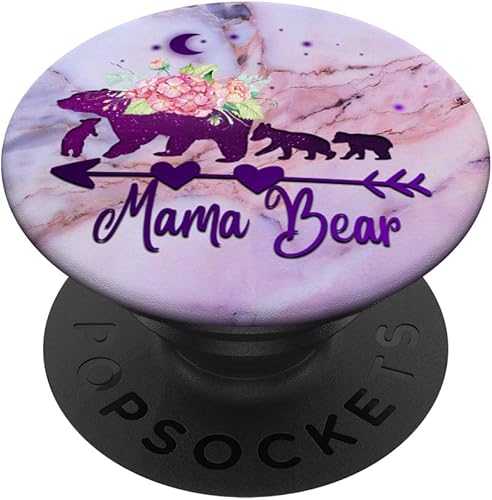 Oso de mamá púrpura y tres cubos con enchufe de mármol floral  PopSockets agarre y soporte para teléfonos y tabletas disponible en Yaxa Guatemala