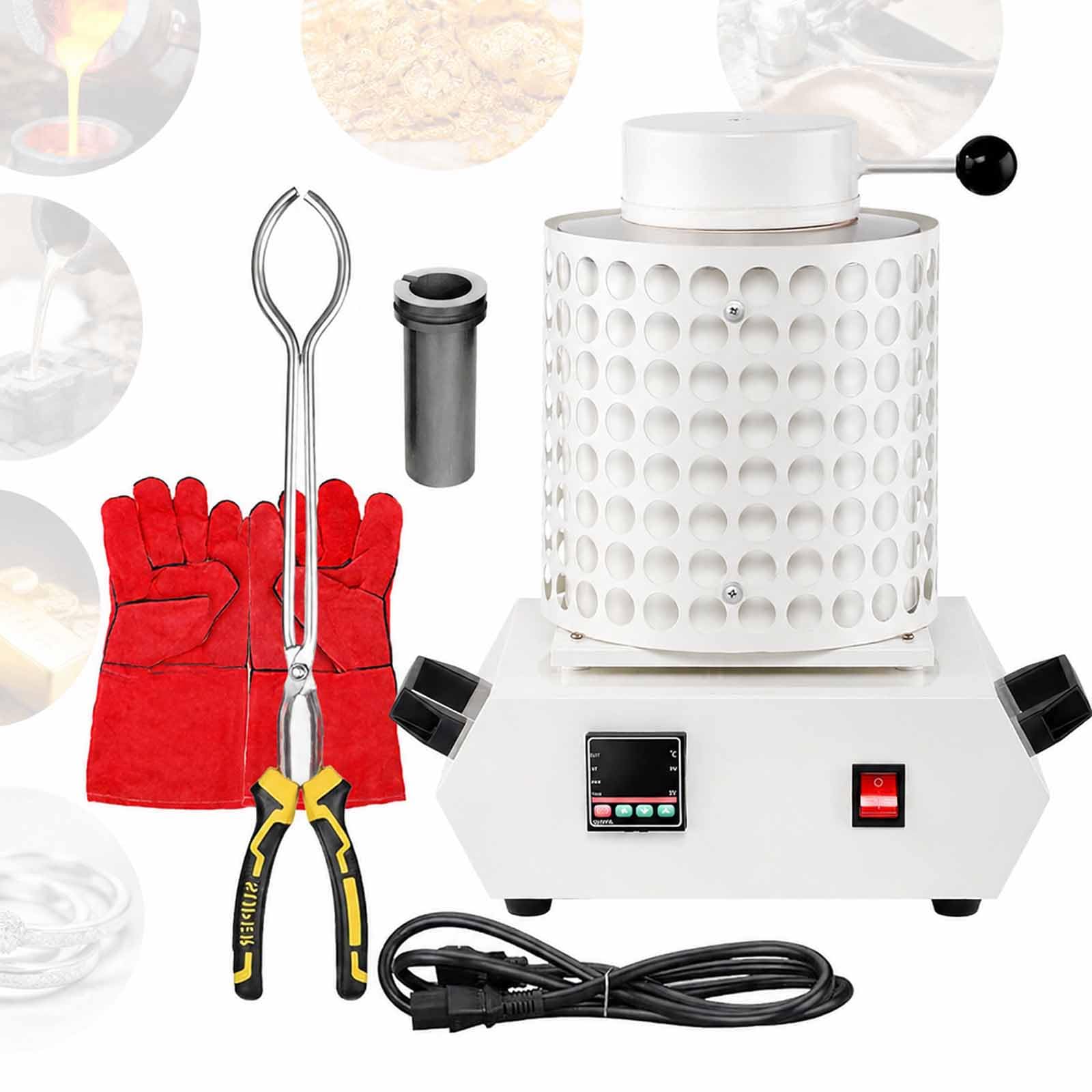 MObyat Wielofunkcyjny piec do topienia metali, elektryczny piekarnik stołowy do topienia Lor, pojemność tygla : 1 kg/2kg/3 kg, wysoka temperatura: 1 150°c, dla 3L