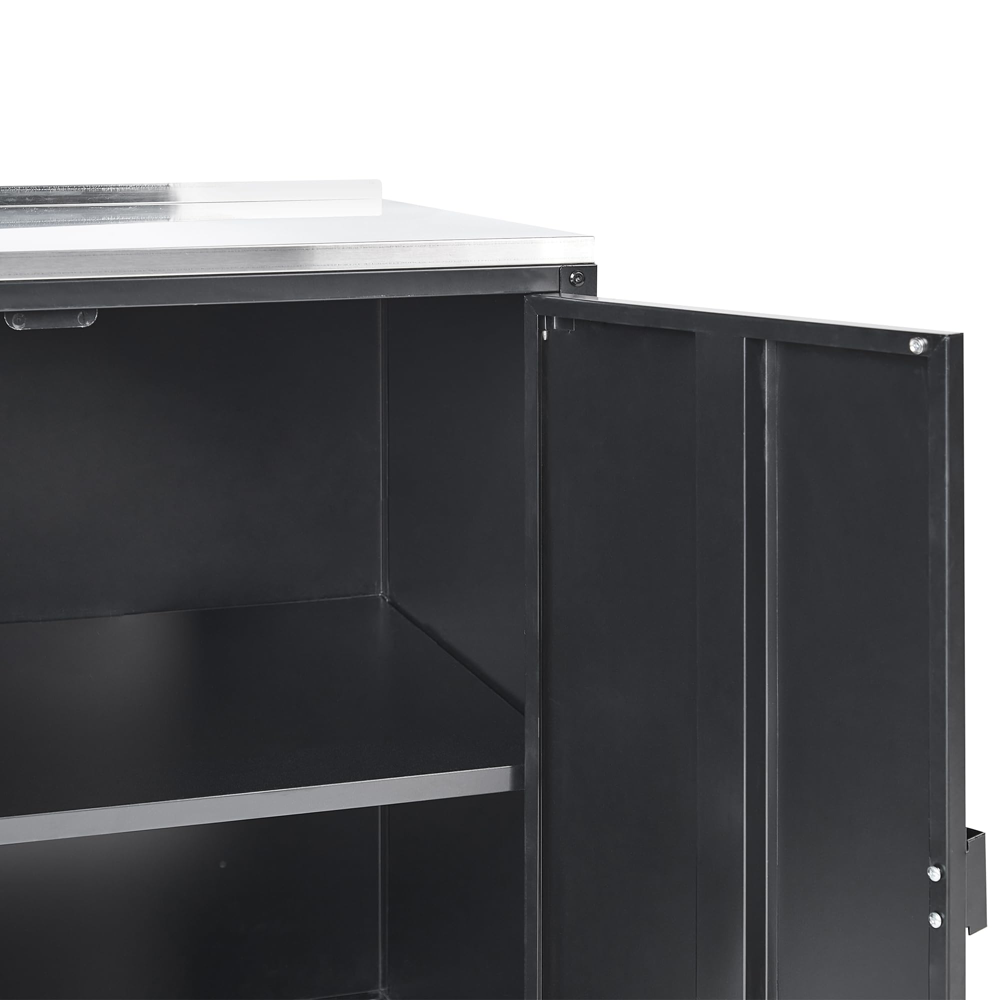Beliani Armario de Metal Negro Plateado 90 cm Acero Inoxidable 2 Puertas Cocina Exterior Vilama