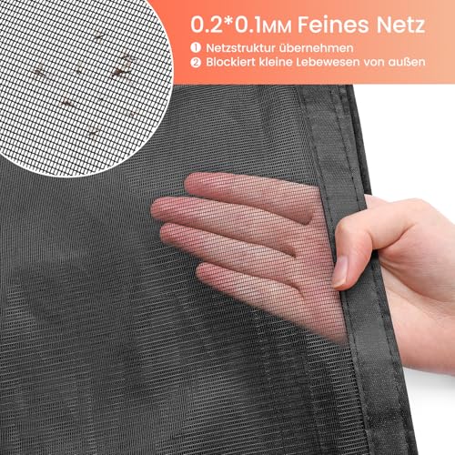 Schnellschließen Fliegengitter Balkontür Magnet mit Stärkere Magneten, 90 * 210cm Fliegengitter Tür Ohne Bohren,3.8cm Breites Klettband, Insektenschutz Balkontür, Für Balkontür/Terrassentür, Schwarz