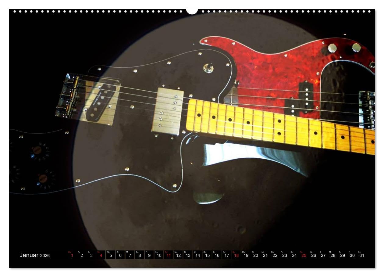Mystische Gitarren (Wandkalender 2026 DIN A2 quer), CALVENDO Monatskalender: Gitarren präsentiert im außergewöhnlichen Kontext.