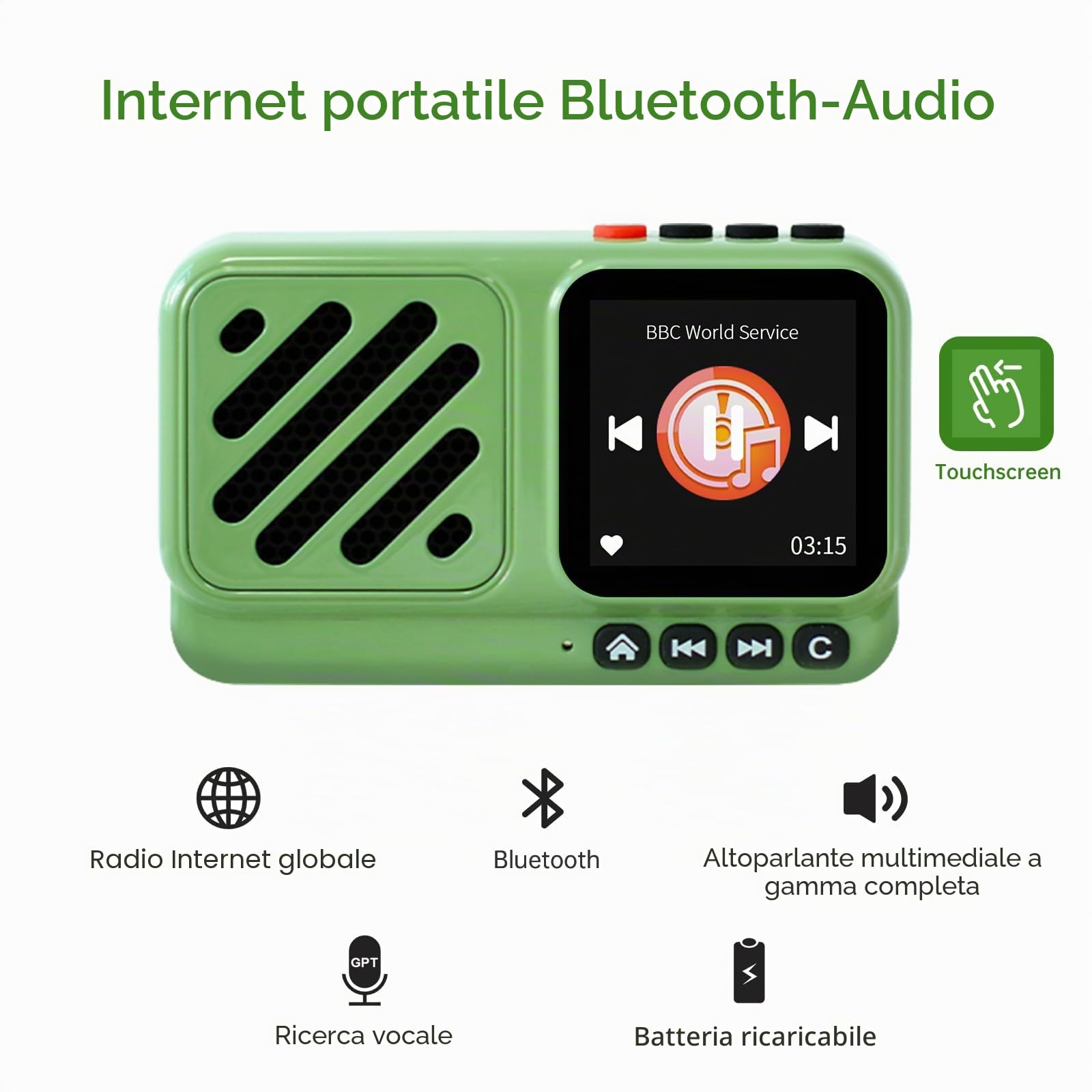 Choyong Voyager Altoparlante Bluetooth Wireless Internet Radio Versione Globale con WIFI/4G, Stazione Radio Mondiale, BT5.3, Elettronica per Casa/Viaggio/Outdoor mini altoparlante portatile