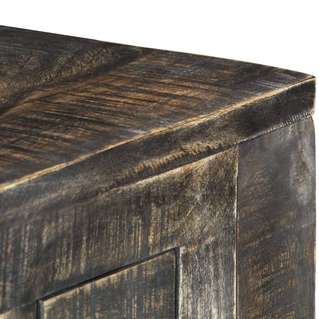 Scrivania nera in legno massiccio di mango, 110 × 50 × 75 cm, con 3 cassetti, spazio di archiviazione come ufficio, tavolo da lavoro per PC, laptop, segretario, ergonomica, salvaspazio
