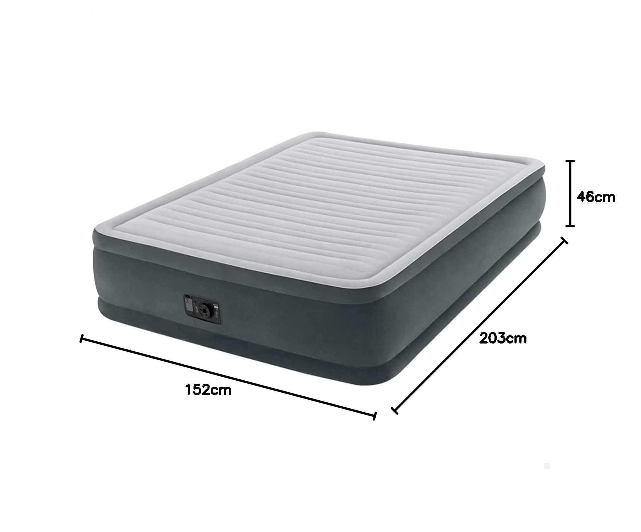 Intex 64414Np Materasso Classic Matrimoniale Dura-Beam Deluxe, Bicolor, Con Pompa Interna, Grigio, ‎152 x 203 x 46 cm; 7.98 Kg
