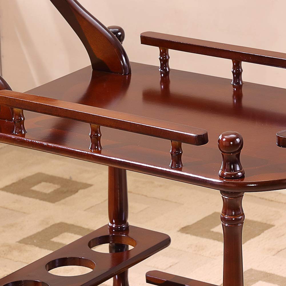 Mesa Carrito Camarera Carro De Servicio 2 Niveles Madera Maciza Móvil Cocina Mudo Rueda De Goma De Metal Organizador Estantería De Vino, Carga 60 Kg (Size : 60x40x80cm)
