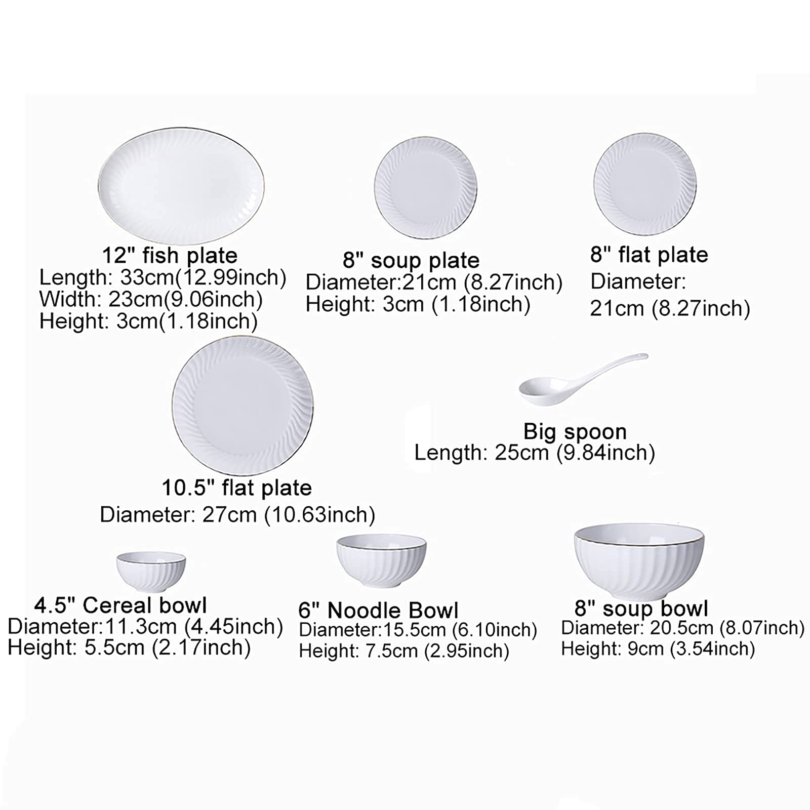 18-częściowy zestaw obiadowy, biała porcelana kostna, zestaw obiadowy z talerzykami deserowymi, talerzami do zupy, talerzami obiadowymi, miskami, serwisem dla 6 osób, bezpieczny do mikrofalówki i pie