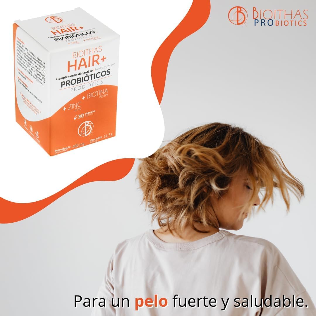 HAIR - Probiótico para la caída del Cabello [Avalado Clínicamente] con Zinc y Biotina para el Mantenimiento de un CABELLO Saludable | Fortalece y Reduce la Caída | 3 Envases de 30 Cápsulas