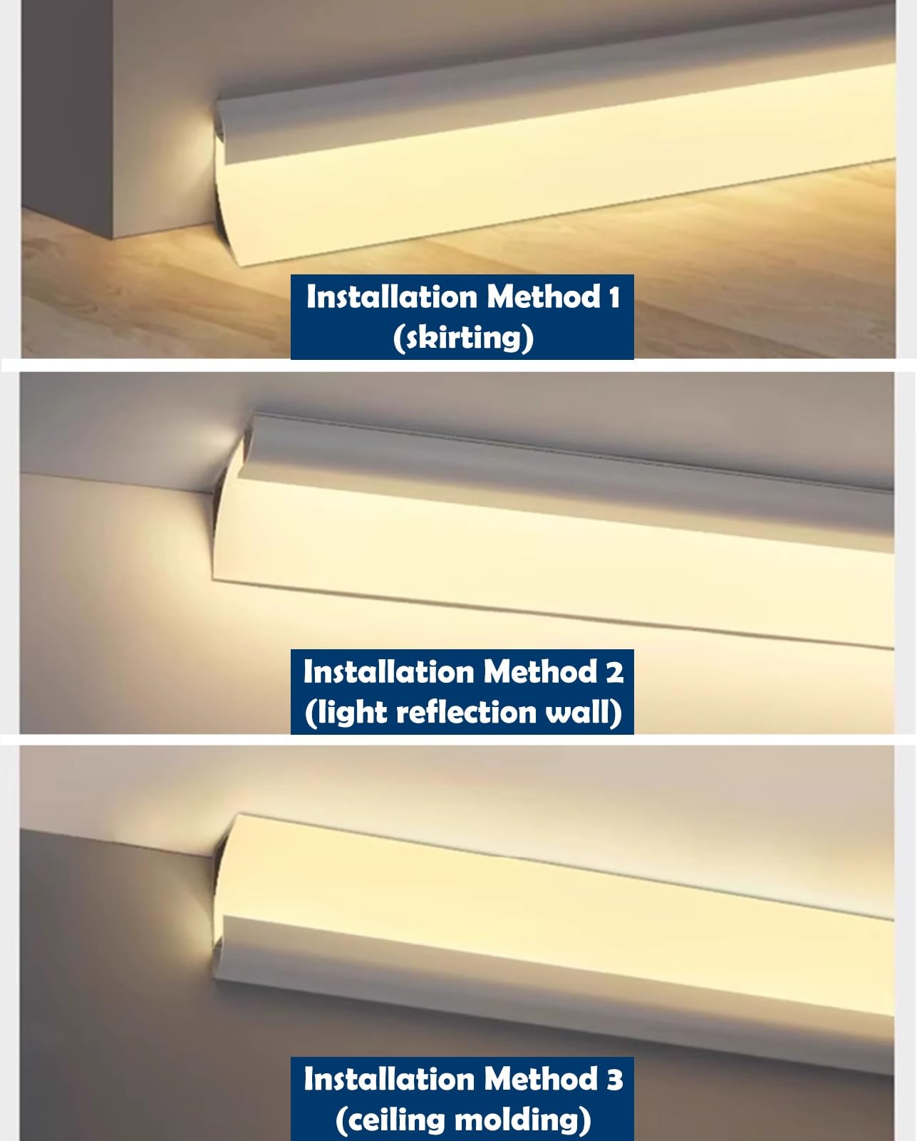Listwa sufitowa, gzyms świetlny - 10 metalowych profili LED do pośredniego oświetlenia sufitowego, dekoracyjny uchwyt do gzymsu ściennego i listwy przypodłogowej, mały model 1 m (3,3 cala)