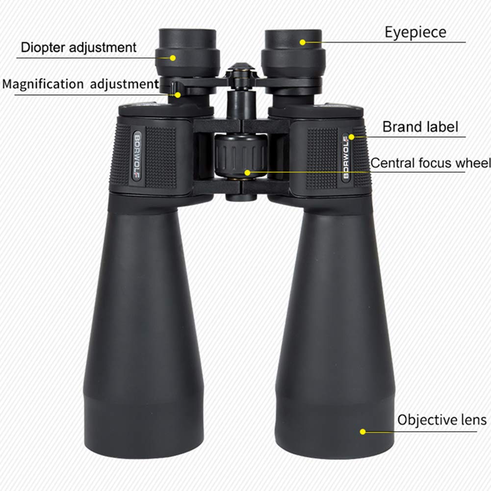 Telescopio binoculare, impermeabile, visione notturna, HD, 180 x 100, binocolo da viaggio, zoom ottico regolabile, binocolo portatile, potente binocolo da caccia per sport all'aria aperta
