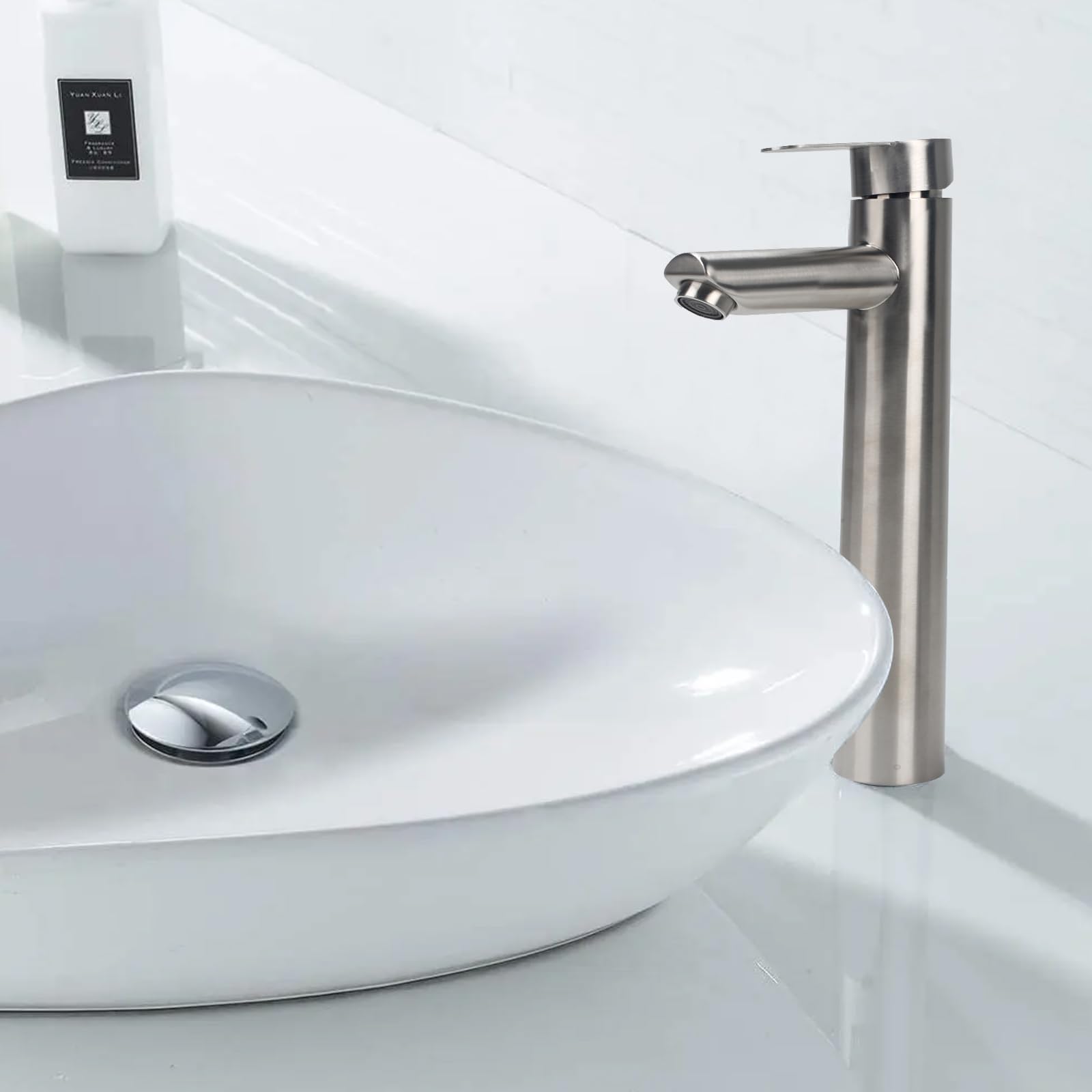 Mitigeur Lavabo Haut Robinet Salle De Bain En Acier Inoxydable 304 | Robinet de lavabo Haut Robinets Lavabo Robinets Salle Bain Contrôle de l'eau Chaude et Froide Noyau de Valve en Céramique