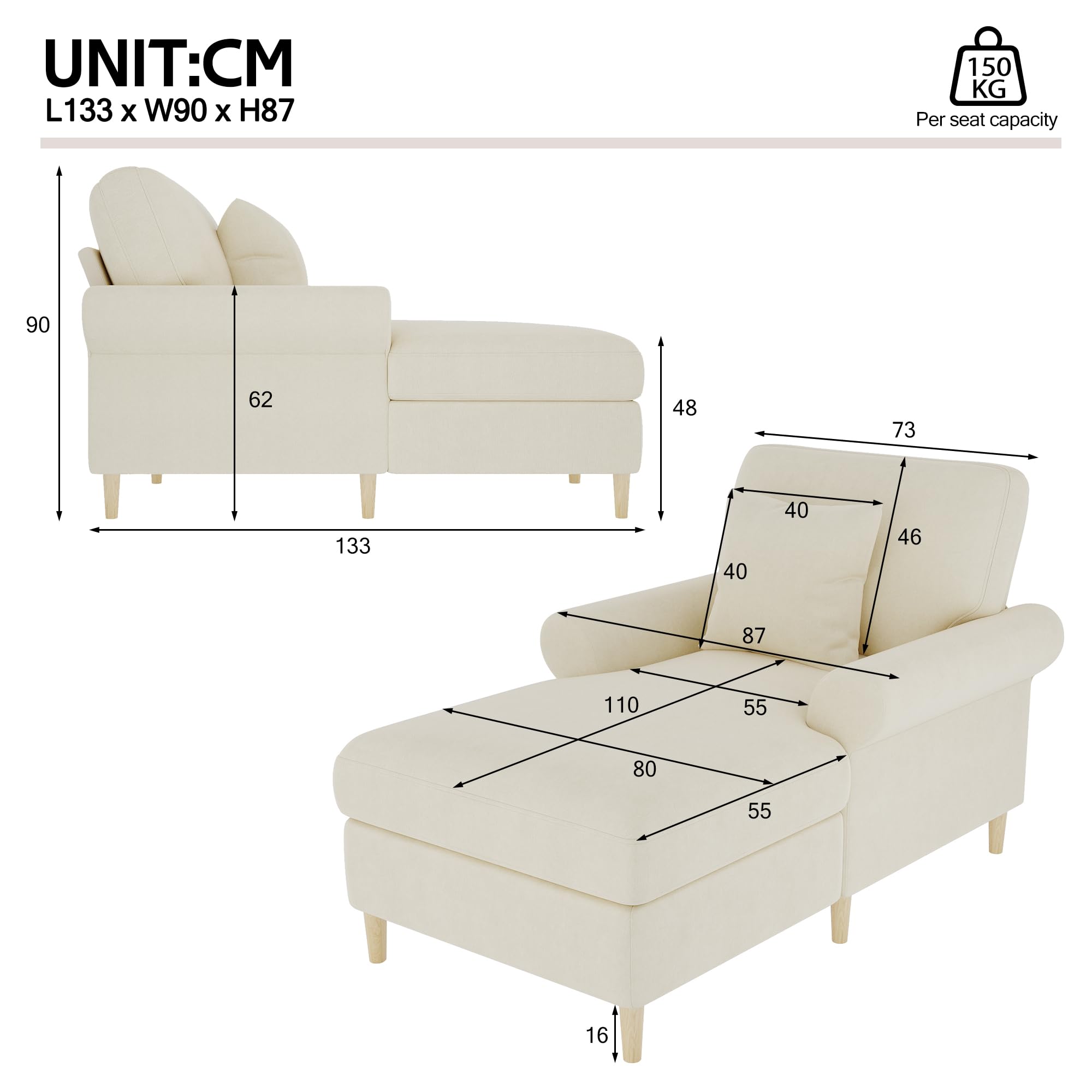 Sillón de relax acolchado, sillón plegable, cómodo sillón de lectura, sillón de salón, sillón de lectura, sillón de lectura, sillón de terciopelo grande, puf para salón y dormitorio, color