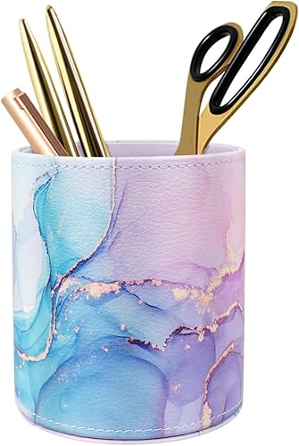 Miniatura 8 de WAVEYU Soporte para bolígrafos para mujeres y niñas, taza de lápices, decoración de escritorio rosa, soporte para brochas de maquillaje, soporte