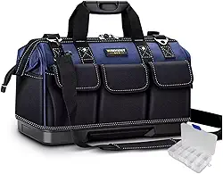 Bolsa De Ferramentas De Eletricista Com Base De Plástico - 14 Bolsos, Tecido Oxford 1680D para Eletricistas, Técnicos e Artesãos - Ideal para Trabalho e Organização de Ferramentas