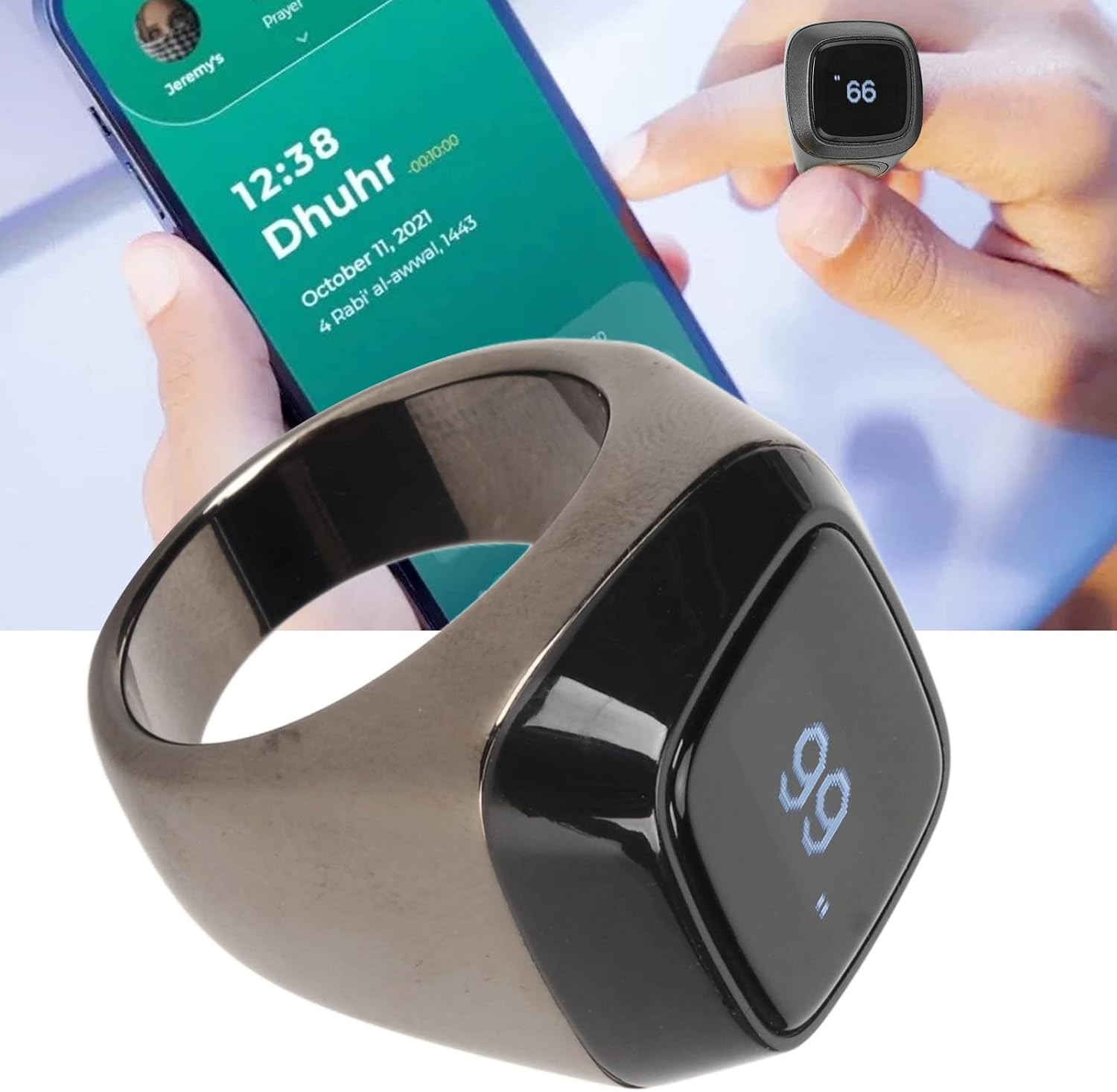 Finger Tally Counter, 22mm Finger Counter BT5.1 Digital Finger Smart Clicker Resettable Lap Counter APP Handheld Number Click Counter with Charging Case for Prayer, Knitting, Crochet, Coaching