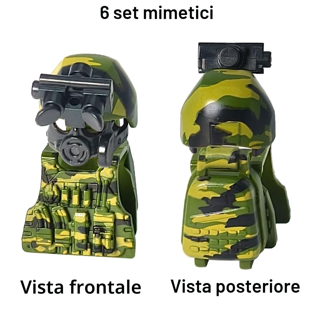 390 Pezzi Set Armi Militari Giocattoli Mattoncini Equipaggiamento Soldato, Elmetto Mimetizzato, Gilet Tattico, Scudi, Mitragliatrice Gatling, Compatibile con le Principali Minifigure
