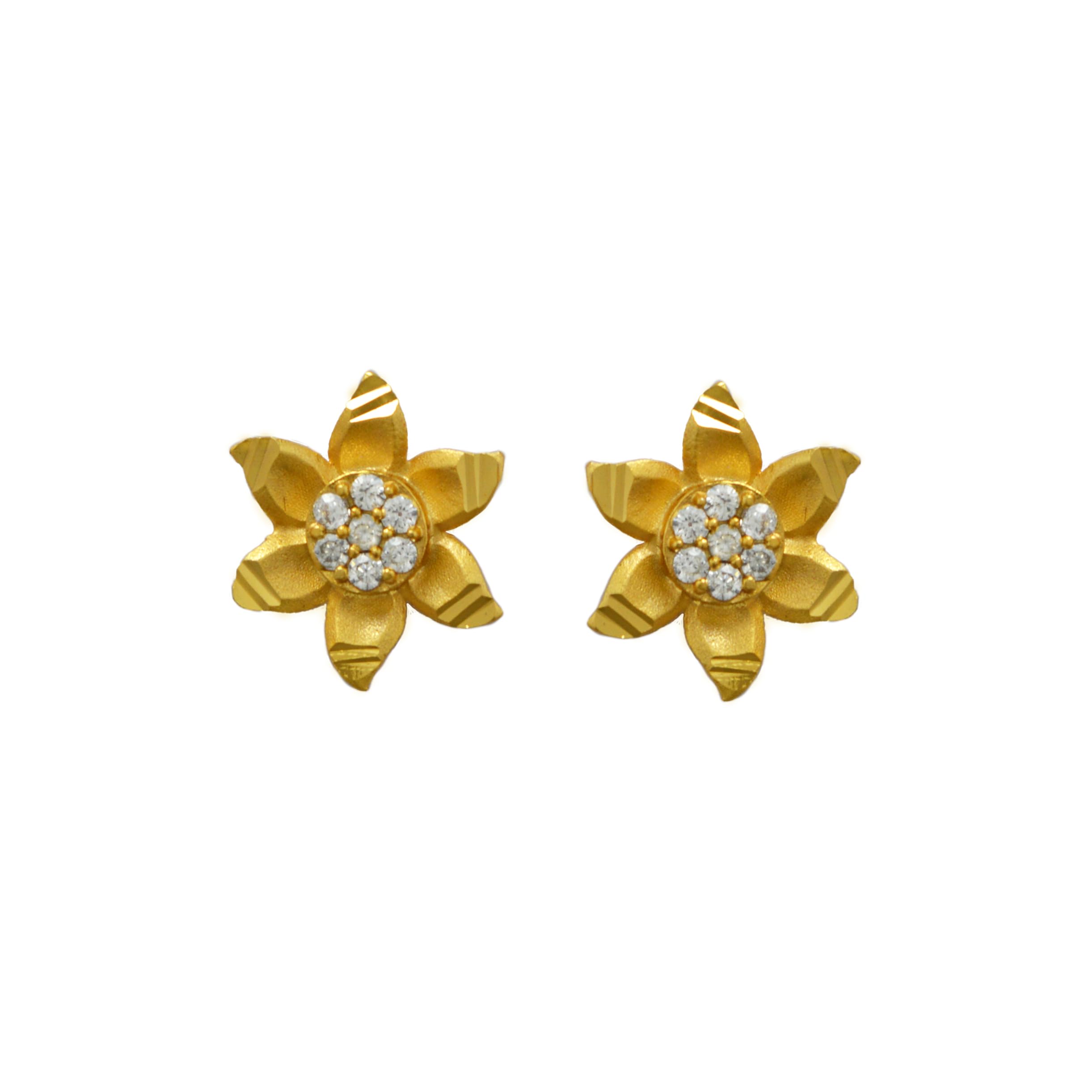 Jewelopia Gold Plated American Diamond Stud Solitaire Floral Earrings For Women & Girls (Floral Style) (B0C9J5RQGV) Amazon Price History, Amazon Price Tracker