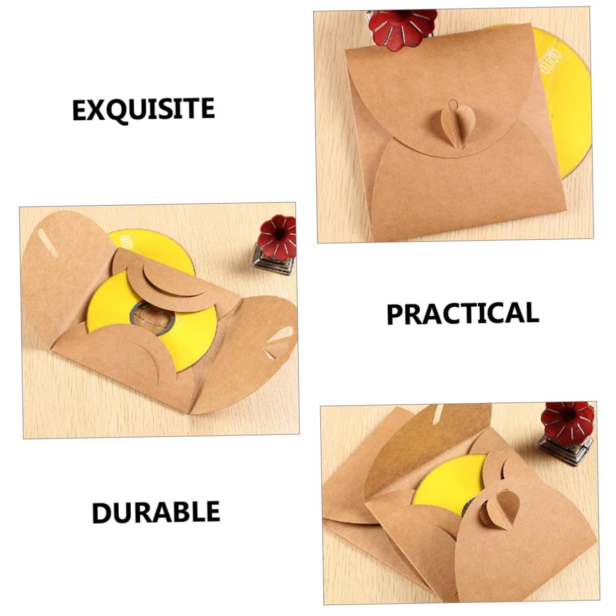 OSALADI Buste in Carta Kraft Protezione da Polvere e Graffi per per CD e Dvd 50 Pezzi con Chiusura Cuore Adatte per Conservazione Domestica e Cinematografica