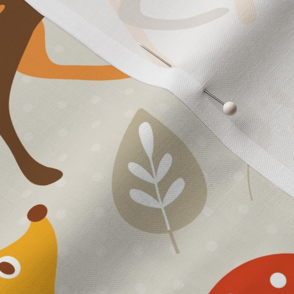 Spoonflower Fabric - Woodland Creatures, Fox, Deer, Hedgehog, Mushroom, Owl, Orange, Brown Printed on Petal Signature Cotton Fabric by The Yard - Sewing Quilting Apparel Crafts Decor