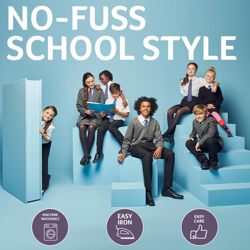 Trutex Basics 2 Pack White Short Sleeve School Shirts - Boys (3-16+ Years) Slim Fit, Easy Iron, Button Down - Genuine School Uniform