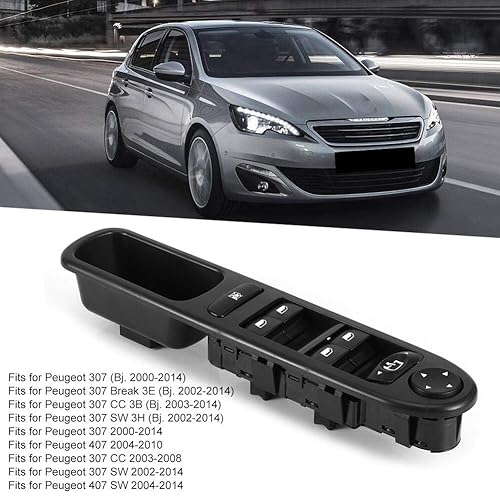 Miniatura 3 de KIMISS Interruptor de elevalunas eléctrico Consola izquierda delantera 6554KT se adapta a 307/407 negro