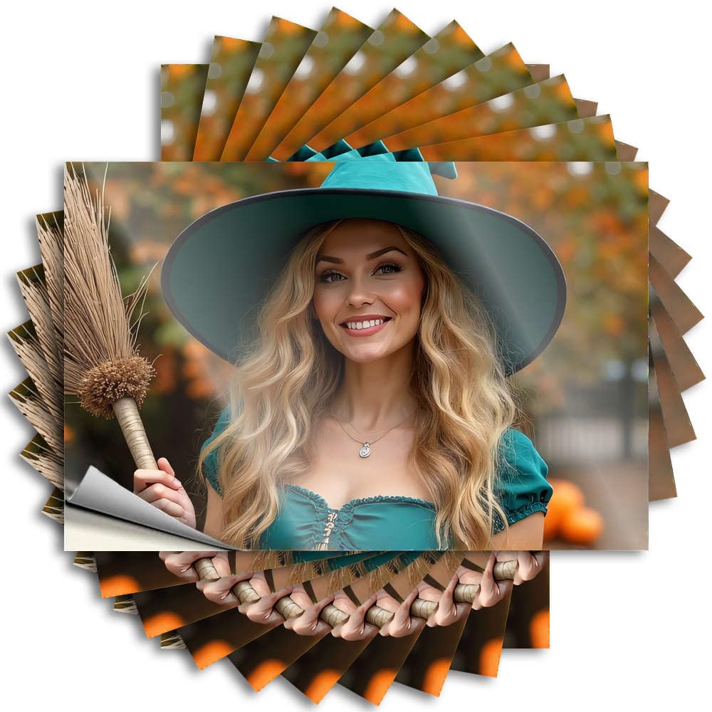 Bumper Cozy Western Home Decor Waterproof - A Witch in A Green Hat Holding A Broomstick Water Self Adhesive Decal for Narrow Use(8X12CM)