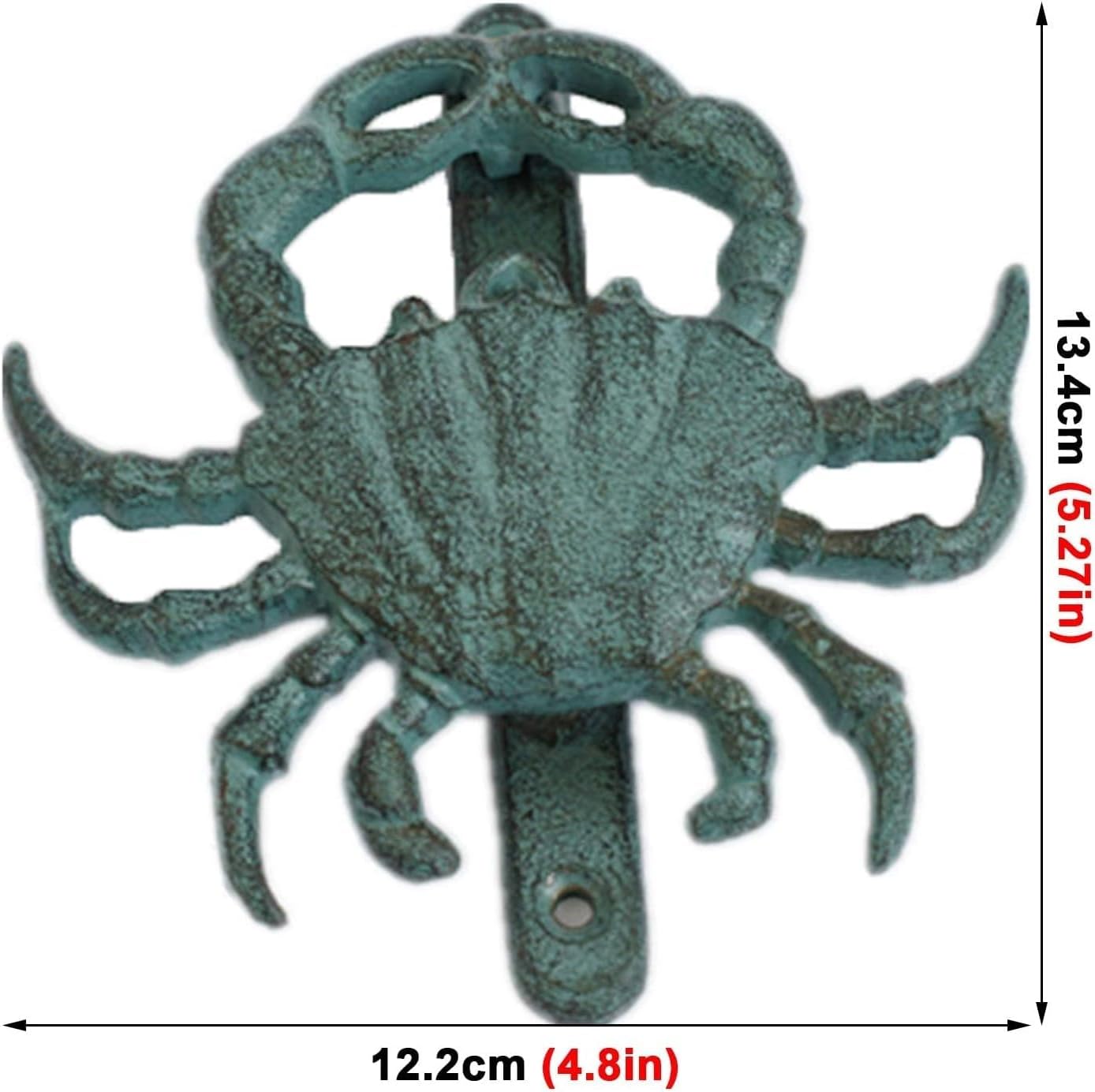 Door Knocker, Door Knocker Cast Iron Crab Door Knocker, Green Crabs Gate Knockers, Vintage Coastal Crab Shaped Handle, Classy Vacation Home Front Door Pull Ring