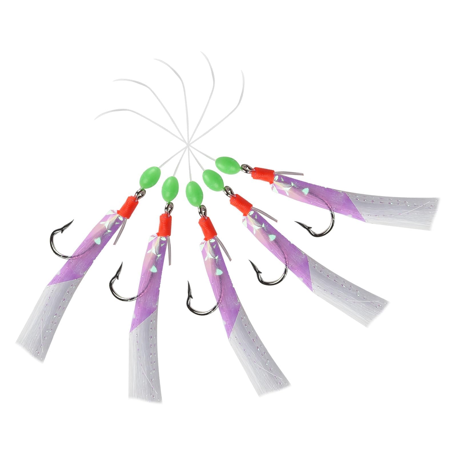 Paquete de 3 aparejos de plumas de caballa Sabiki – 15 anzuelos de pesca de mar con cuentas luminosas, aparejos de plumas de agua salada para caballa, róbalo, abadejo, bacalao y arenque accesorios de
