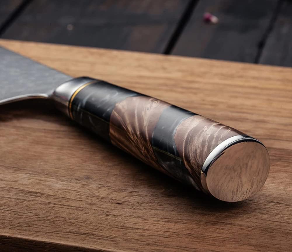 Epicurean Cook 8-Piece Damascus Knife Set with Japanese VG10 Steel Core - Ultra Sharp Kitchen Knives with 67 Layers of Damascus Steel - Burl Wood Black Resin Handles