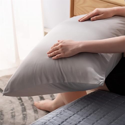 Miniatura 5 de KASENTEX Funda de almohada con cremallera para cabello y piel juego de 2 fundas de almohada con cremallera oculta 20 x 26 pulgadas estándarQueen gris