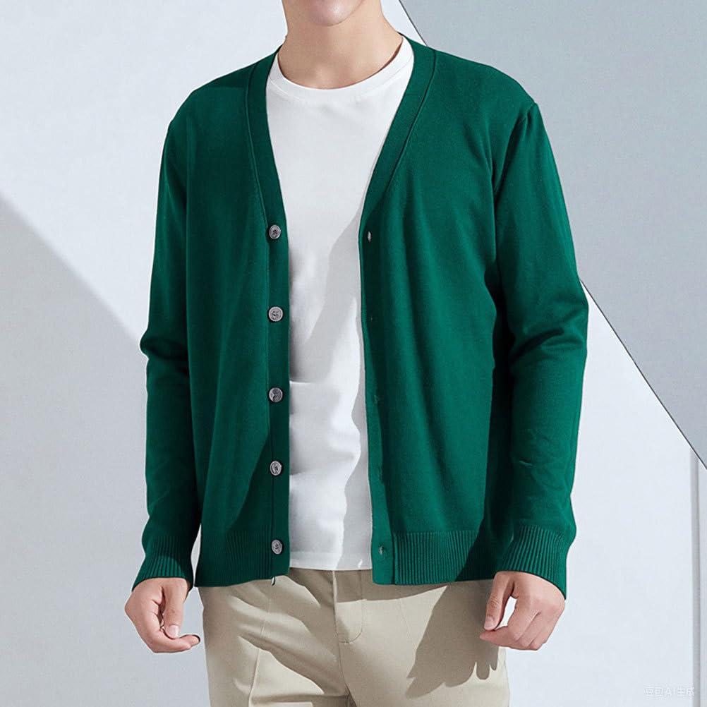 ORANDESIGNE Gilet Fin Homme Pull Cardigan Léger Cardigans en Tricot Col en V Classique Gilet Boutonné Automne Hiver