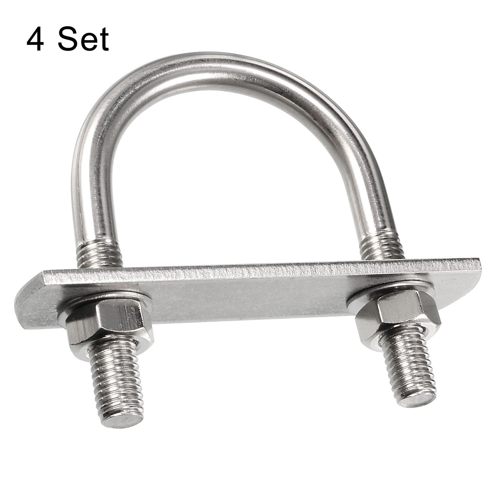 TA-VIGOR 4 sets M8 Round U-Bolts, 47mm Inner Width 75mm Length 304 Stainless Steel U-Bolts with Nut, Plate - Image 3