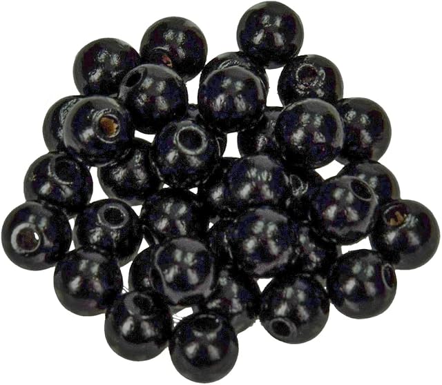 Efco 1400689 8 mm 80-Piece Wooden Beads Hole, Black