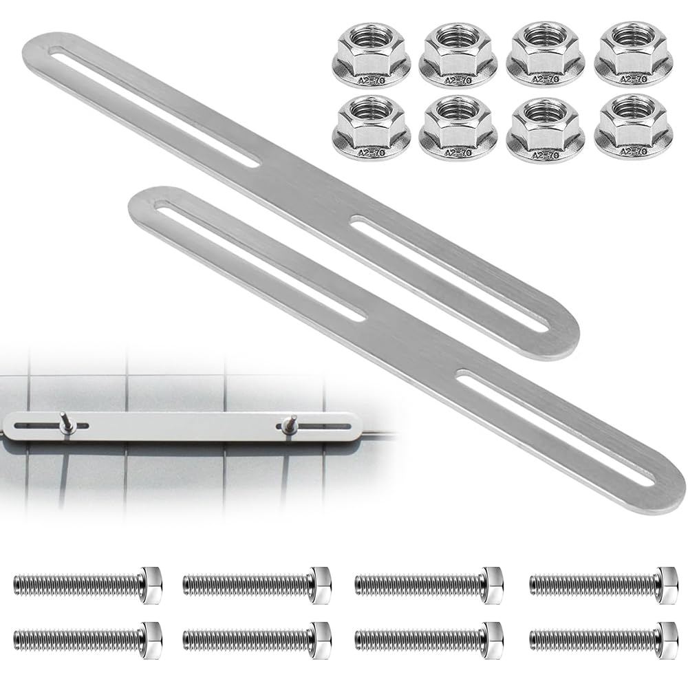 2 Set Fissaggio Cassetta Postale Per Recinzione - Staffe Acciaio Inox 215 Mm, Argento - Foto 7