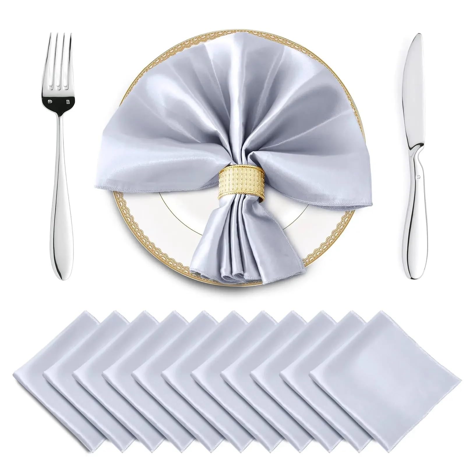 Table Napkins 60PCS 30X30CM Satin Napkins Soft Dinner Square For Party Christmas Wedding Decoration Retro Napkin(Silvery grey)