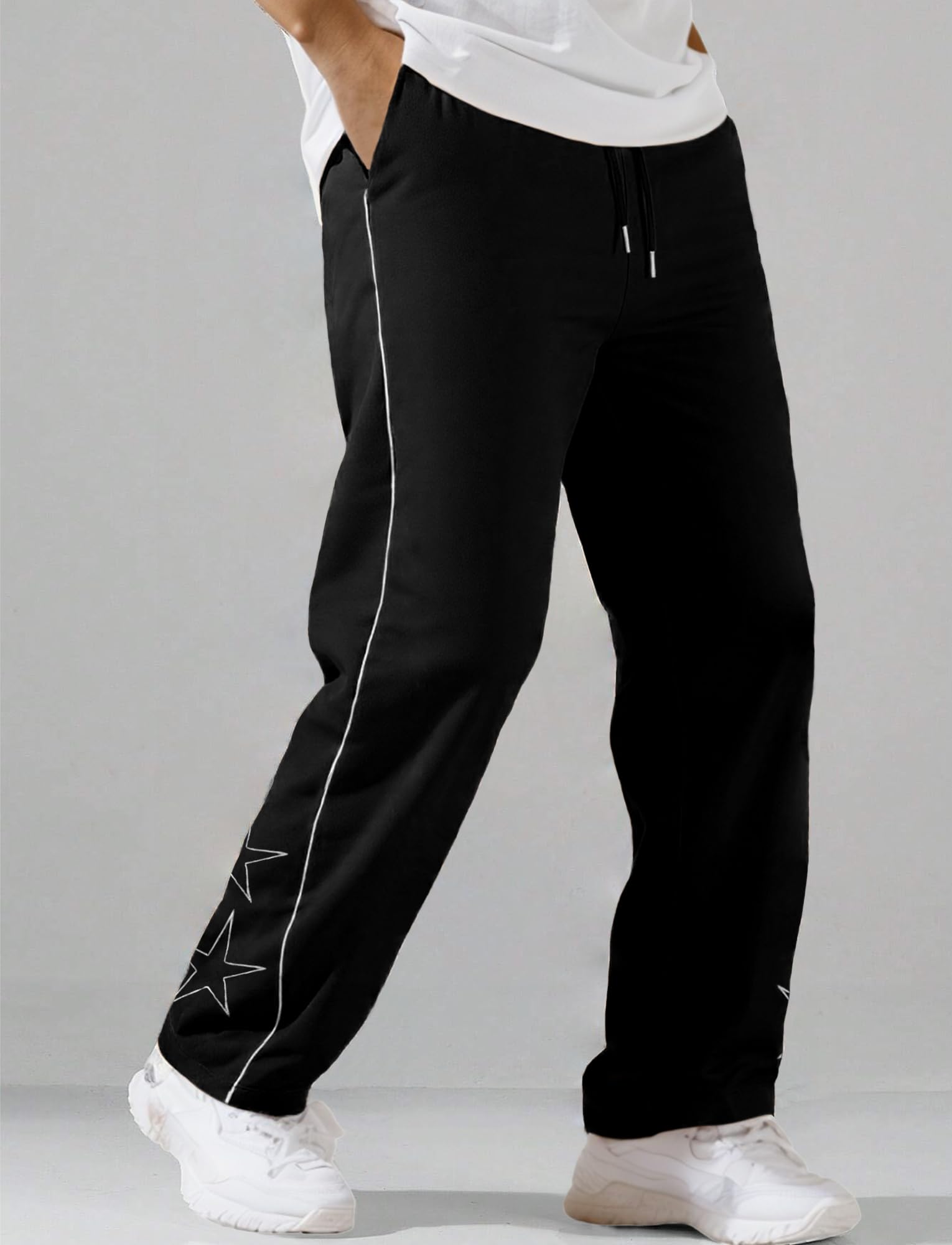 FEOYA Pantalon de Survêtement pour Hommes Y2k Baggy Joggers Adolescents Streetwear à Cordon de Serrage Jogging Pantalon de Harajuku à Jambes Larges Training Sportswear