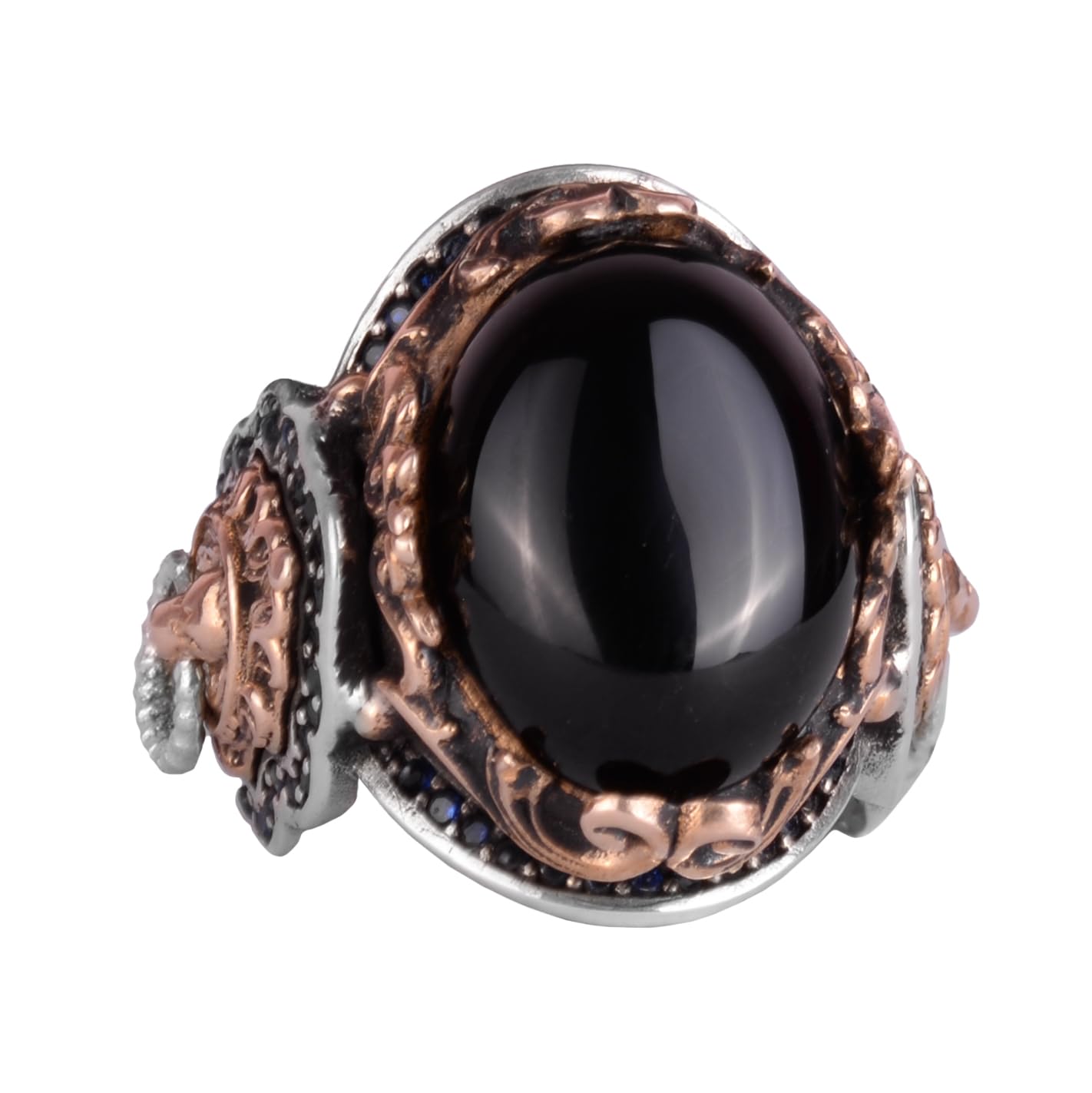 KAMBO Anillo de piedra creada, anillo de plata de ley 925 K para hombre, hecho a mano, elegante anillo de plata hecho a mano, Plata, Piedra creada con ónix