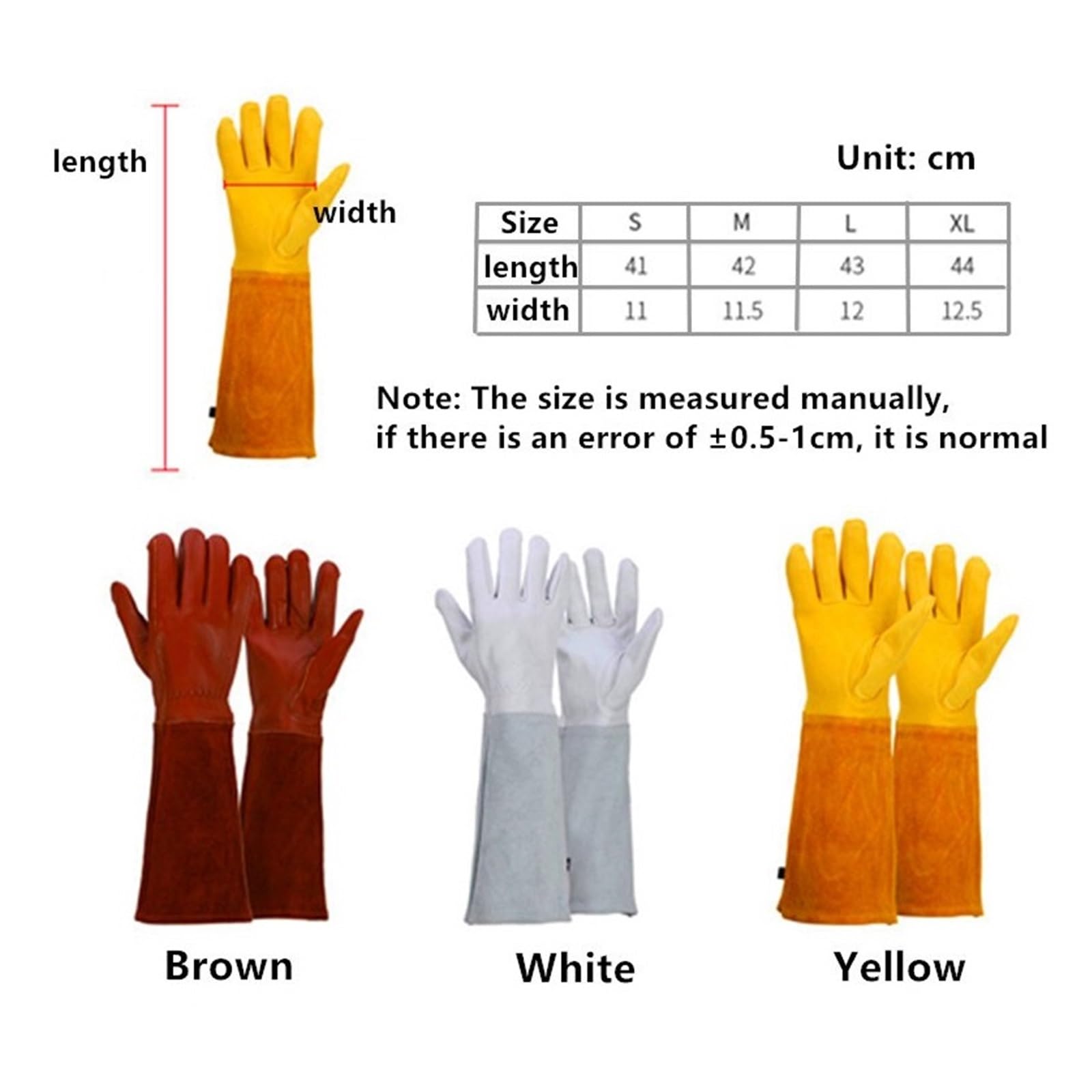 Lederhandschuhe For Rosenbeschneidung, Gartenarbeit, Imkerei, Dornensicher, Langärmelig, Arbeitshandschuh, For Männer Und Frauen, Gartenbeschneidungshandschuhe Starker Griff(Yellow1,XL)