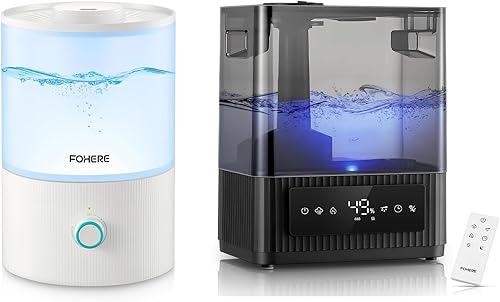 FOHERE Humidificadores para dormitorio, humidificadores inteligentes para dormitorio, control de humedad, difusor de aceite, modo de sueño,