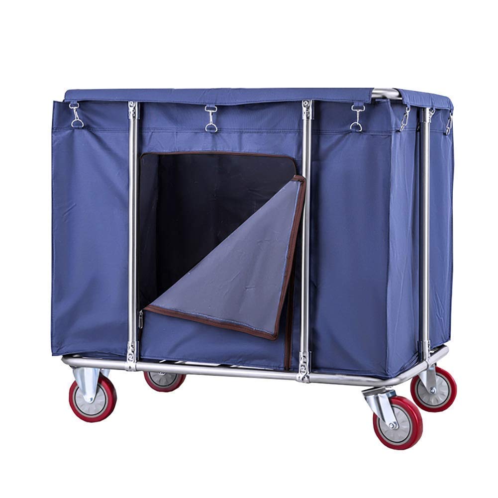 asdchZen Carts Trolley Movable Carts, Kitchen Storage Hand Trucks, Laundry Hamper Cart With Rolling Wheels, Heavy-Duty Service Trolley With Wheels Zipper Door Stainless