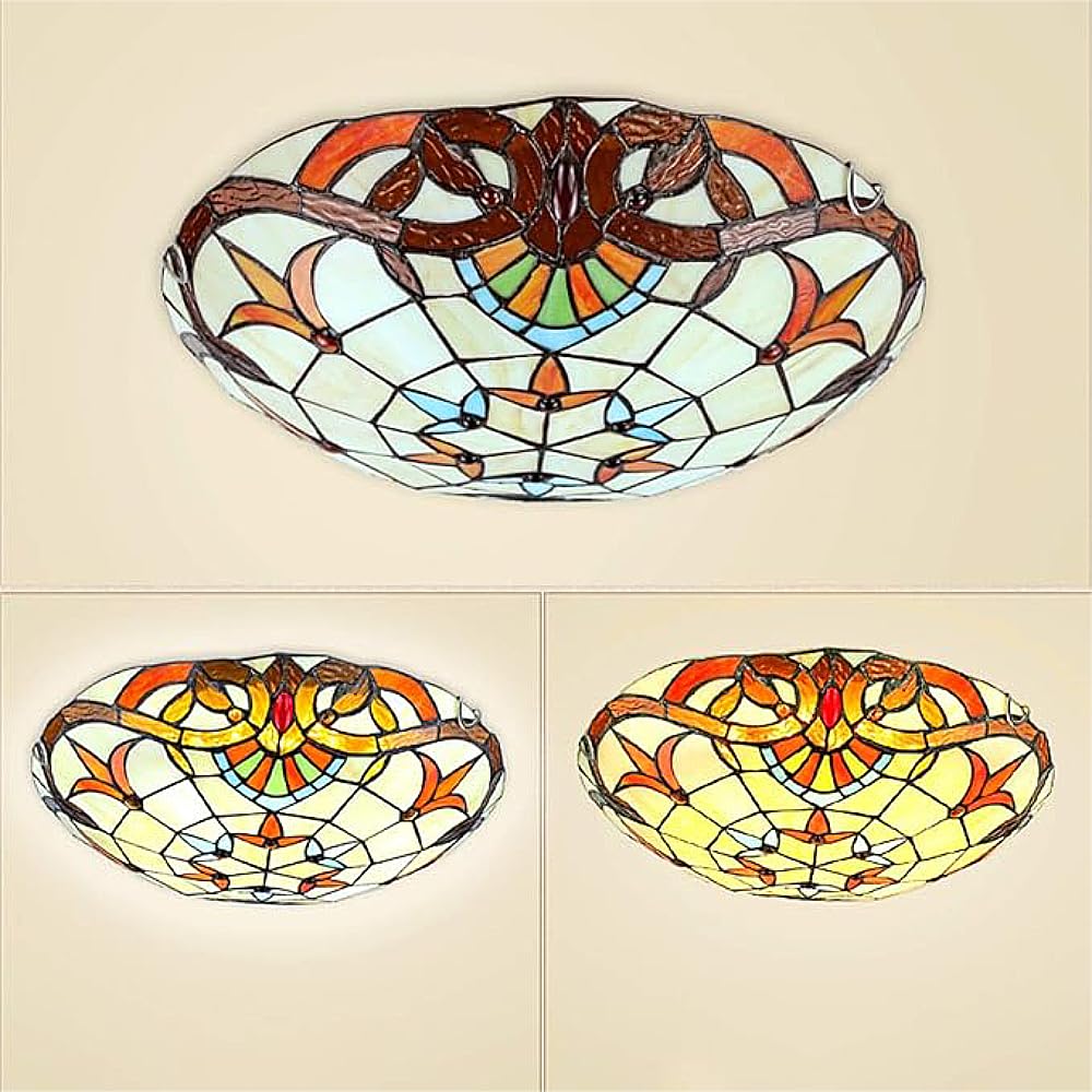 XINYASEE Tiffany Ceiling lamp Flush Mount,Baroque Style Round Ceiling lamp,E27 Bulb,Corridor Decoration Ceiling Lighting Fixture,Suitable for Bedroom Living Room Bathroom Kitchen 30,40 cm (B, 30cm)