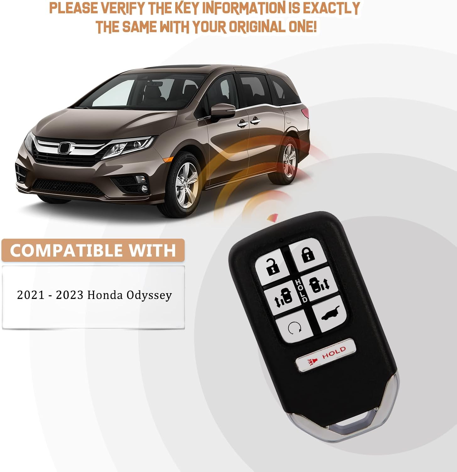 USAKeys Smart Car Key Proximity Keyless Entry Remote Control Replacement for 2021 2022 2023 Honda Odyssey KR5T4X (Single)