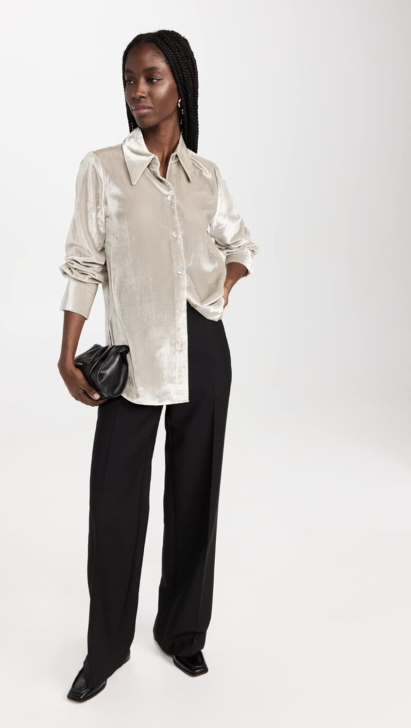 Vince Women's Shaped Collar Long Sleeve Blouse