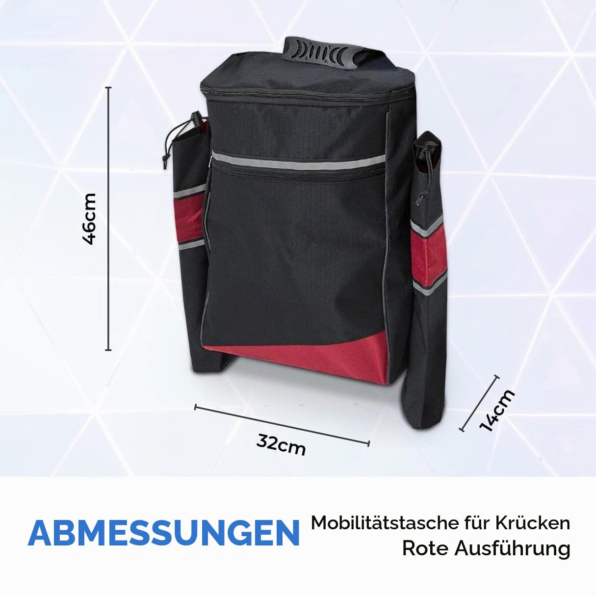 Biscay Gehstocktasche für Mobilität - Rot | Taschen für Mobilitätsscooter, Rollstuhl-Tasche Gehstockhalter für Mobilitätsscooter Rollstuhl- und Mobilitätsscooter-Taschen Zubehör für Mobilitätsscooter