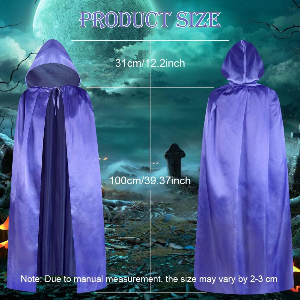 Aomig Hooded Cape Long Robe Cloak, Childrens Hooded Cloak for Halloween Cosplay Party Kids Witch Vampires Cloak - Image 3