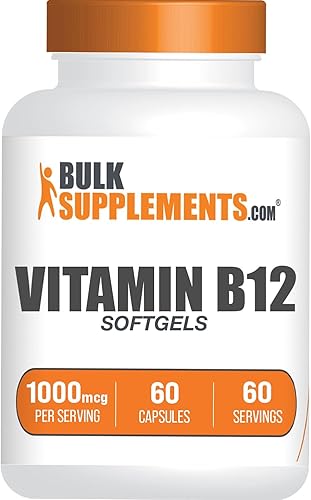 BULKSUPPLEMENTS.COM Vitamina B12 1000mcg cápsulas blandas (cianocobalamina), suplementos de vitamina B para la producción de energía y la salud de