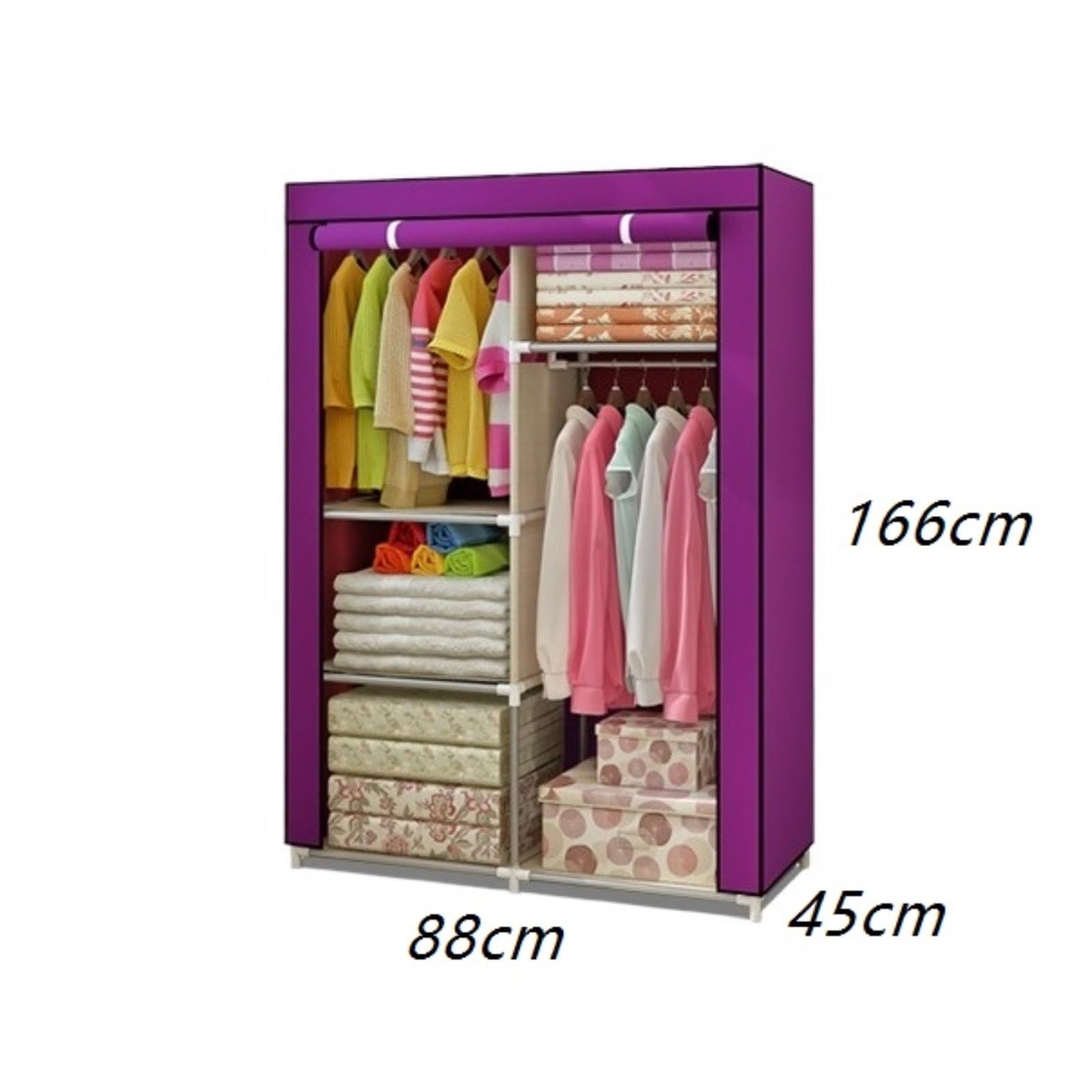 Tragbarer Schrank Für Schlafzimmer Stoff-Kleiderschrank, Abnehmbare Tragbare Kleiderschrank-Regale, Kleiderständer for Schlafzimmer-Höhenschrank Und Ankleidezimmer(Purple)