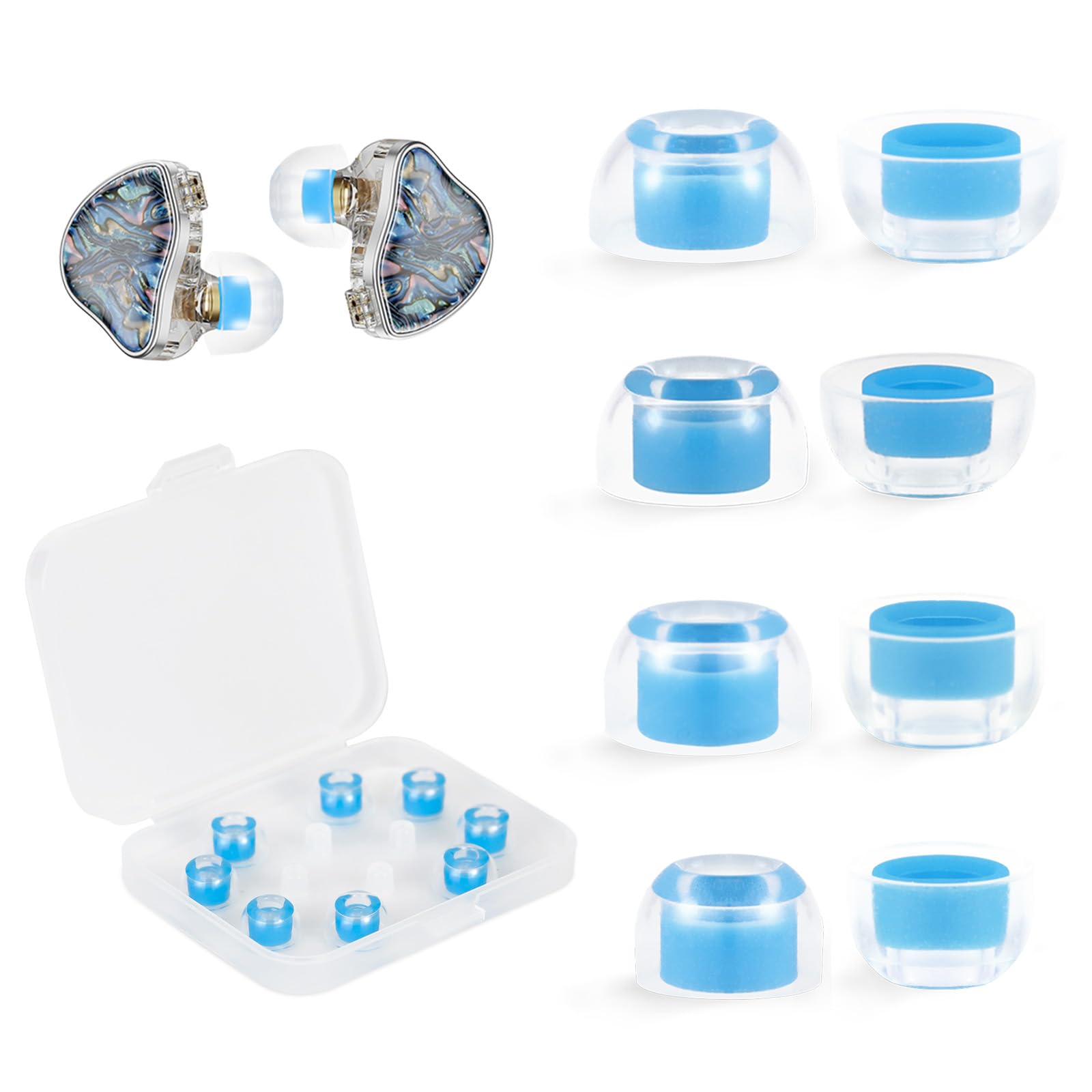 Ear Tips Storage Okcsc 8 Pieces Liquid Silicone Replacement Eartips Soft Liquid Silicone ...